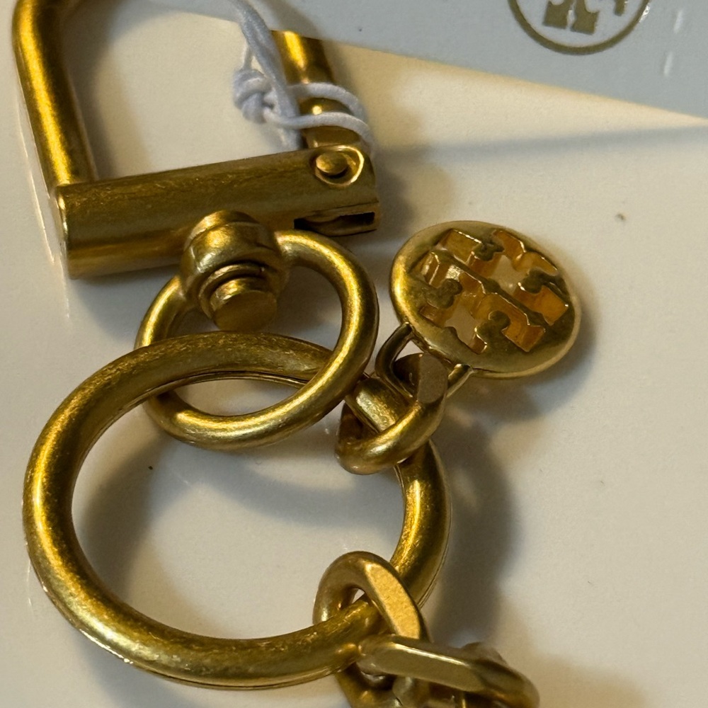 Tory Burch Gold Kira Mosaic Pearl Keychain Fob or Bag Charm - Picture 3 of 6